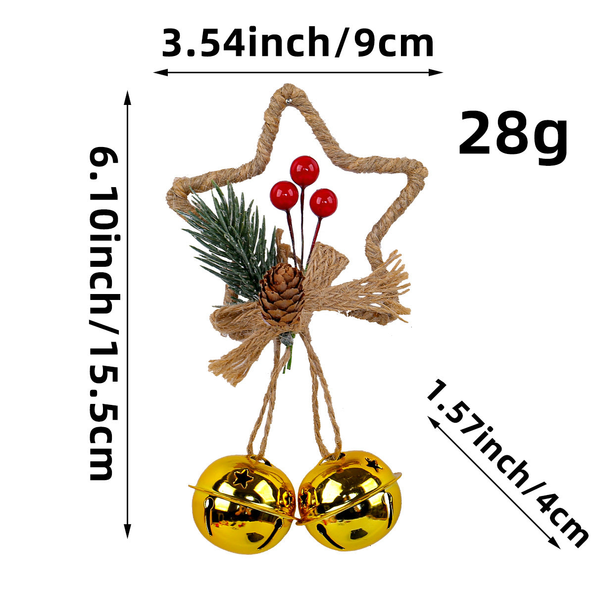 Noel Beş Uçlu Yıldız Çan Aksesuarı